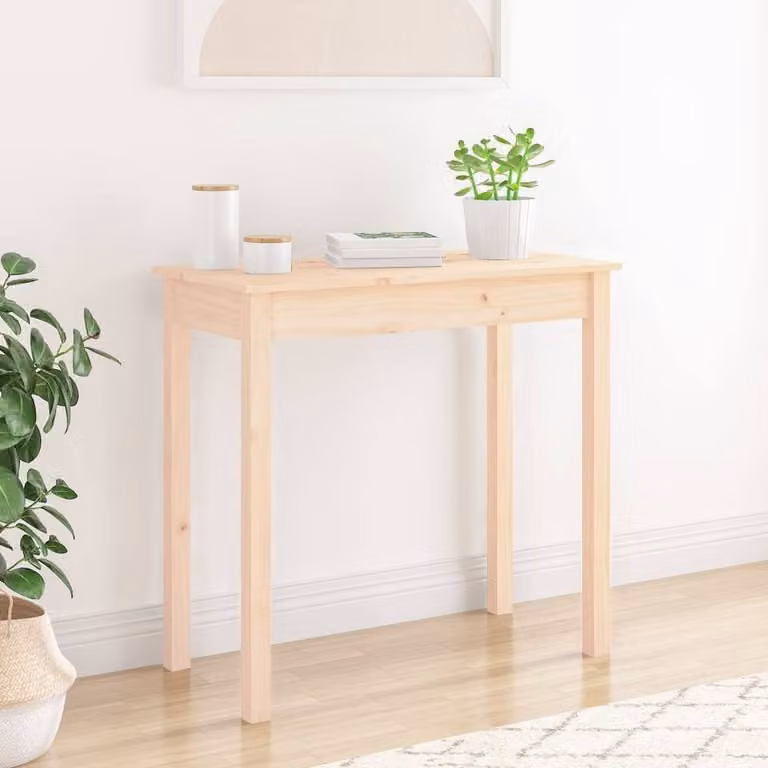 Berkfield Home Beautiful Console Table in Light Beige Solid Pine, W/D/H: 80 x 40 x 75 cm