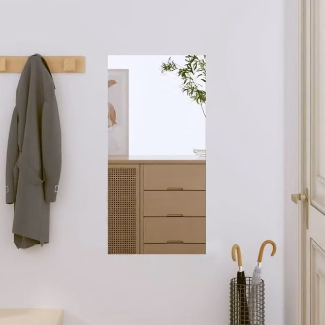 Berkfield Home Silver Rectangular Glass Wall Mirror W: 30 cm, H: 60 cm