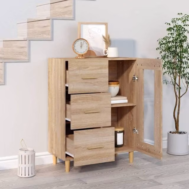 Berkfield Home Sonoma Oak Sideboard in Light Oak, W/D/H: 69.5 x 34 x 90 cm – 1