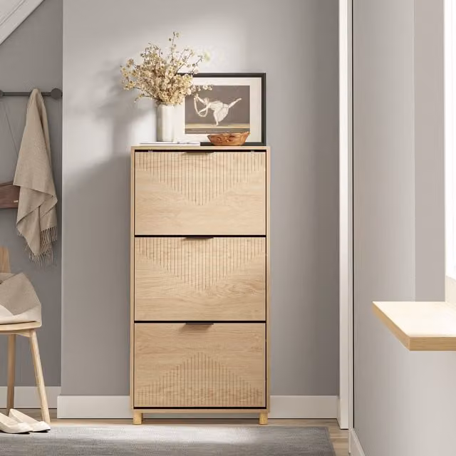 SoBuy Modern 3-Drawer Shoe Cabinet with Tilting Compartments