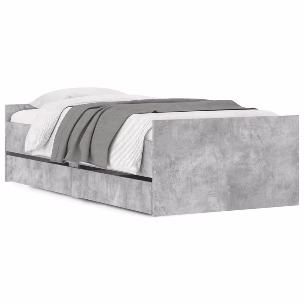 Berkfield Home Modern Bed Frame with Drawers in Grey, W/D/H: 100 x 200 cm – 2