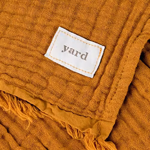 Riva Home Woven Cotton Muslin Throw with Fringes in Brown and Orange, W/D/H: 130 x 180 cm – 3