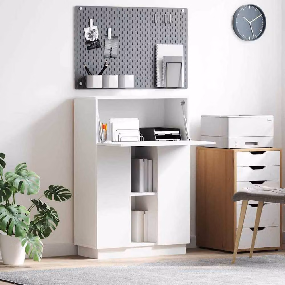 Berkfield Home Elegant White Writing Desk in Modern Engineered Wood – 2