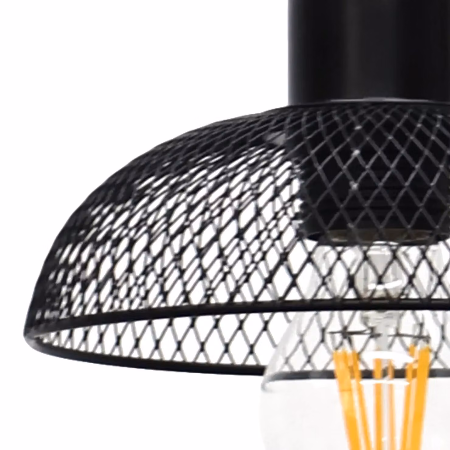 First Choice Lighting Cassidy Small Black Metal Mesh Cylinder Pendant Light, Height Adjustable, Dimmable – 2