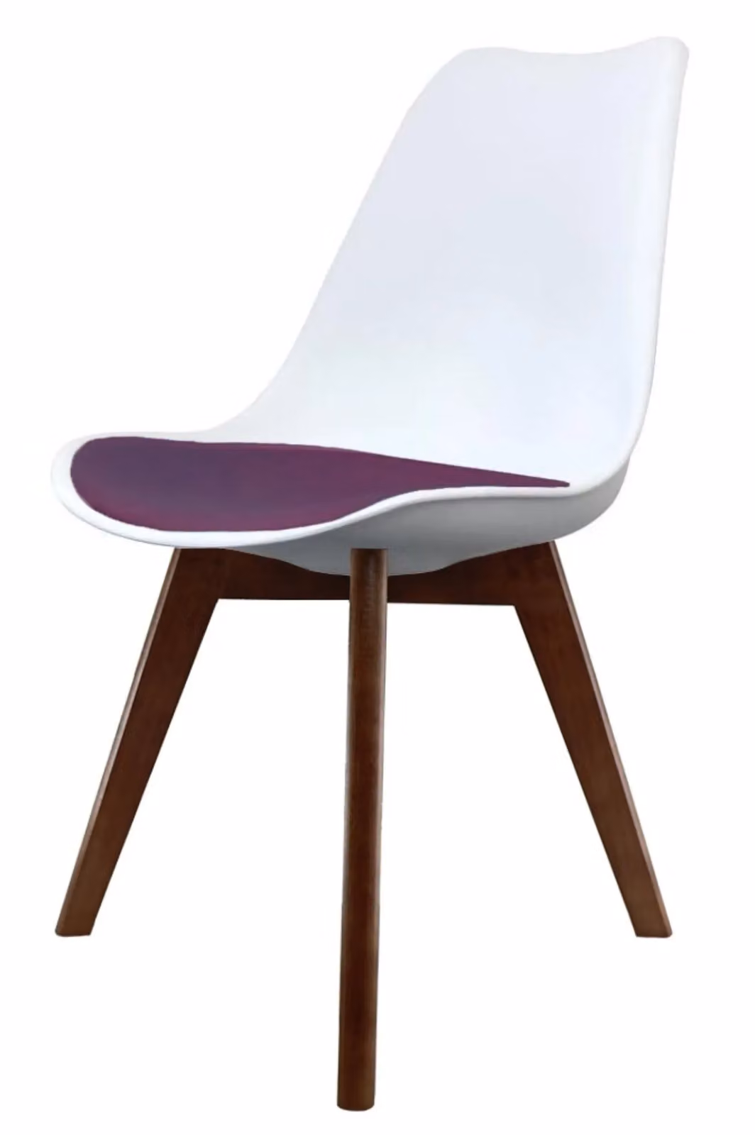 Fusion Living Soho Plastic Dining Chair with Dark Wood Legs in Aubergine – 2