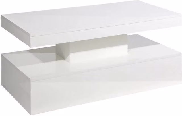 MMT Furniture Designs FLAVORA White Gloss Rectangular Coffee Table with LED Lights