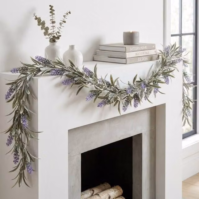 Garden Greatness Purple Artificial Lavender Hanging Floral Garland