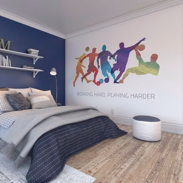Origin Murals Geo Footballers Geometric Wall Mural in Multicolour and Yellow
