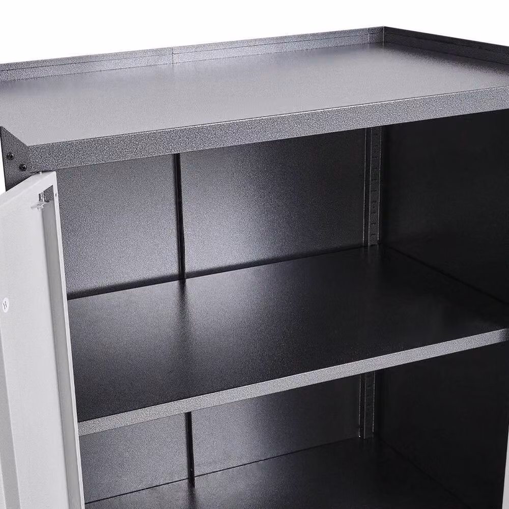 EONLION Lockable Metal Filing Cabinet with 2 Hinged Doors and Adjustable Shelves in Grey, Height: 100 cm – 5