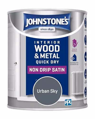 Johnstone's Wood & Metal Paint in Urban Sky Grey, Satin Finish, 0.75 l – 2