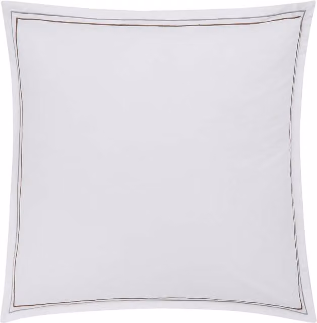 Bedeck of Belfast Osanna/Avita Pair of Square Cotton Percale Pillowcases in Anthracite, White and Beige