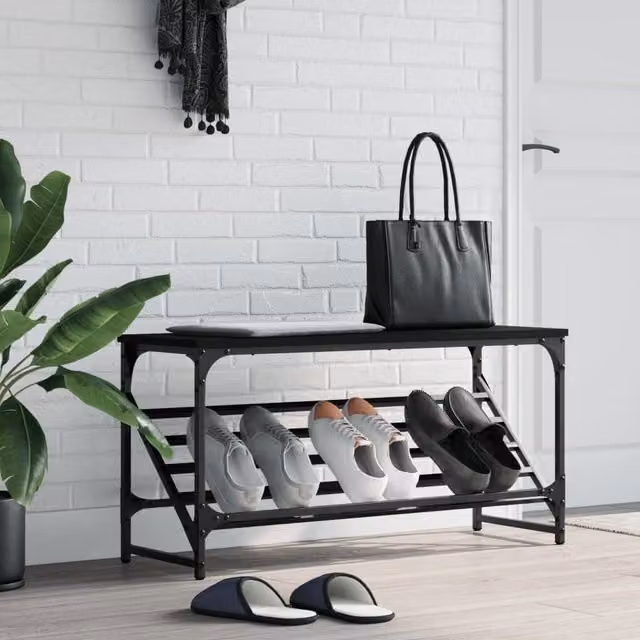 Berkfield Home Black Shoe Rack W/D/H: 90 x 30 x 45 cm