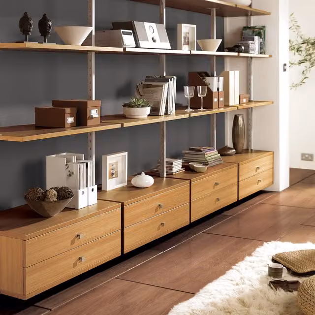 Spacepro Aura Large Wall Mounted Shelf in Oak Brown, W: 90 cm, D: 50 cm, H: 3 cm