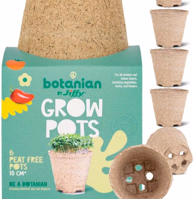 Jiffy Brown Peat Free Round Seedling Grow Pots with Sphagnum Moss