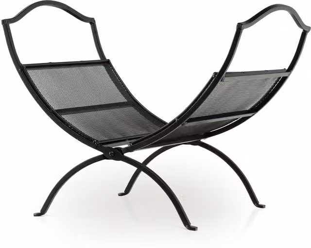 COSTWAY Folding Metal Firewood Rack in Matt Black