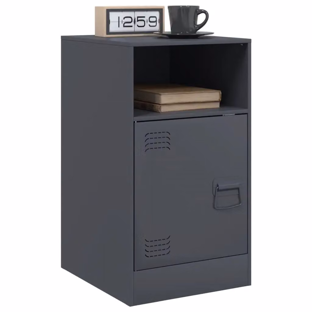 Berkfield Home Set of 2 Anthracite and Black Metal Bedside Cabinets, W/D/H: 34.5 x 39 x 62 cm – 3