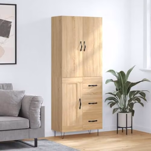 vidaXL Highboard in Sonoma Oak, Brown, W/D/H: 69.5 x 34 x 180 cm – 2
