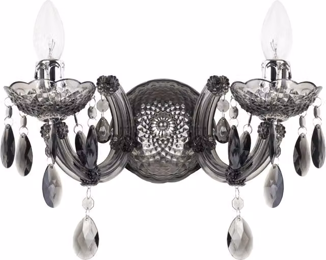 Litecraft Marie Therese 2 Arm Wall Light with LEDs in Grey Glass
