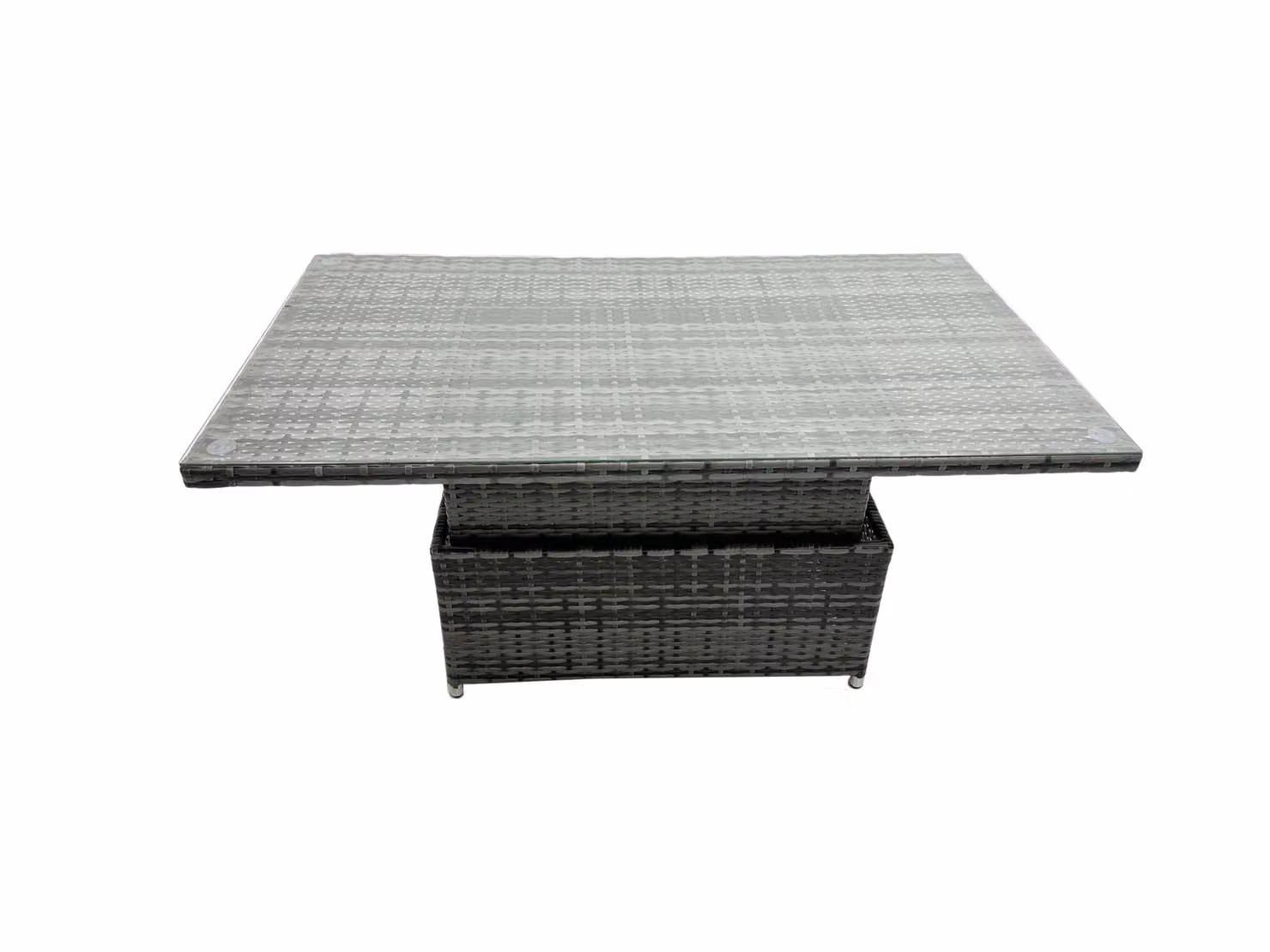 Fimous 6 Seater Outdoor Rattan Sofa Set with Adjustable Rising Lifting Dining Table in Dark Grey – 2