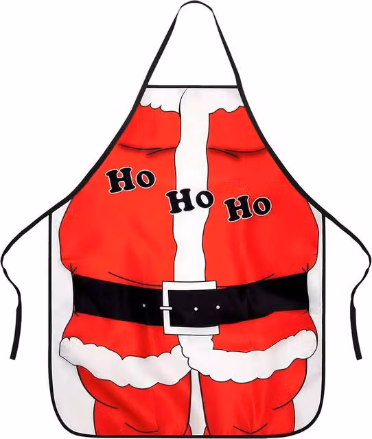 Neel Blue Santa Claus Christmas Kitchen Apron with HOHOHO Print in Red, White and Black for Adults