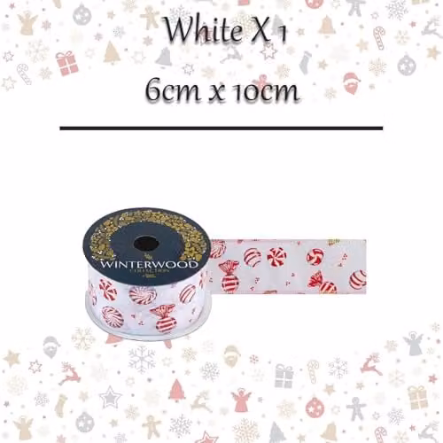 VFM e-Store Christmas Ribbon Garland in White and Red, W/H: 6 x 10 cm – 3
