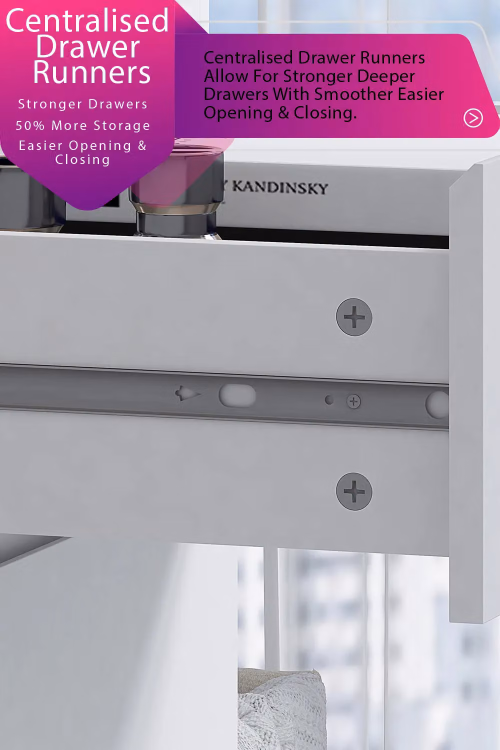 FWStyle Stora 3 Drawer Chest of Drawers in Matt White, H 77 x W 60 x D 40 cm – 2