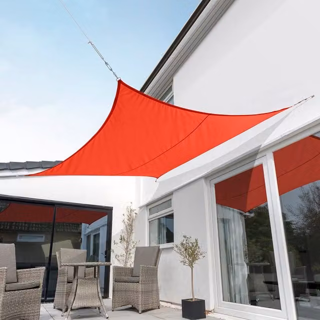 Kookaburra Red Waterproof Square Sun Shade Sail with UPF 50 Protection, W x W: 360 x 360 cm