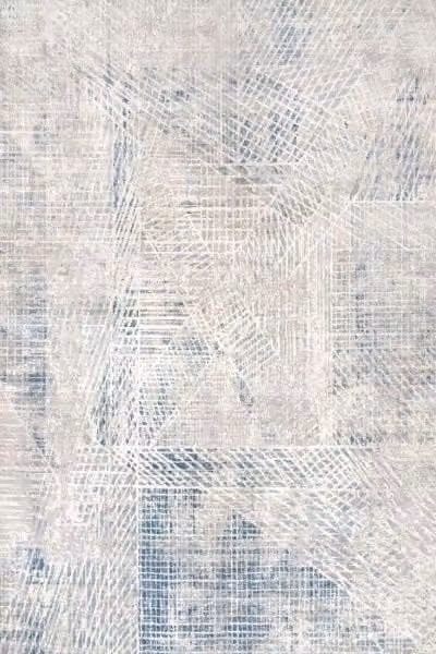Kukoon Abstract Geometric Motif Rug in Silver, Grey, Blue and Beige, W/D/H: 120 x 170 cm