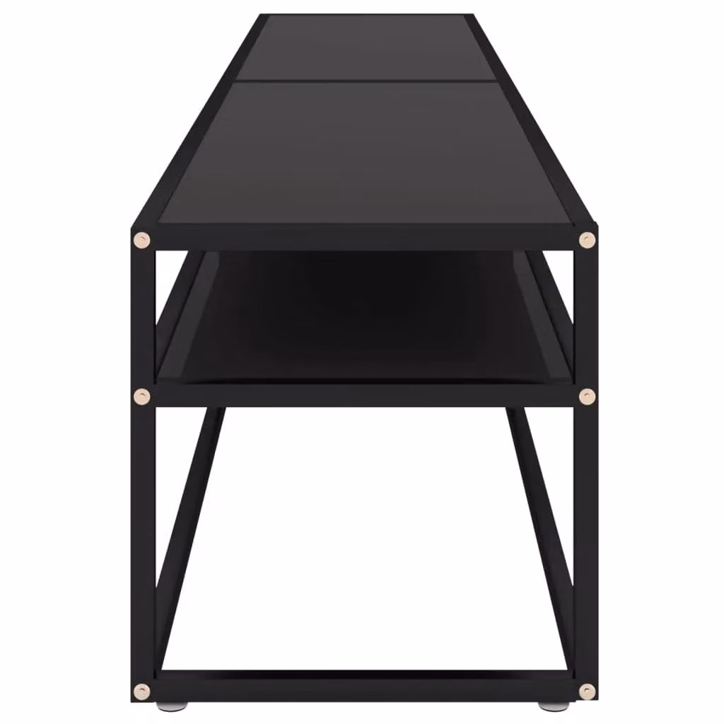 Berkfield Home Black TV Cabinet with Tempered Glass, W: 200 cm, D: 40.5 cm, H: 40.5 cm – 3