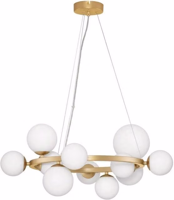 Nova Luce Sphere Pendant Ceiling Light in Gold/Brass and White with Glass Globes and G9 LED Compatibility
