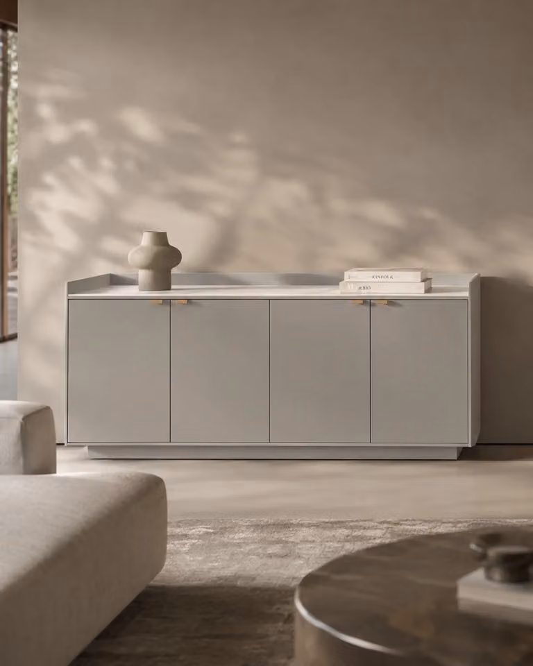 Tommy Franks Saviour Buffet in Matte Beige, W: 186.0 cm, D: 45.5 cm, H: 75.4 cm