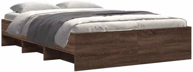 Berkfield Home Small Double Wood Bed Frame in Brown Oak, W/D/H: 120 x 190 cm – 1