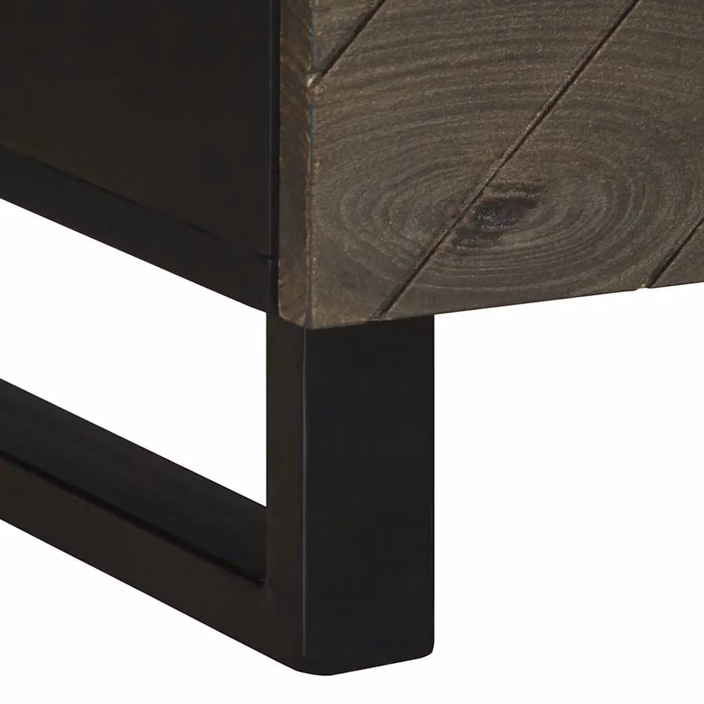 Berkfield Home Black Mango Wood Bedside Cabinet W/D/H: 40 x 33 x 46 cm – 5