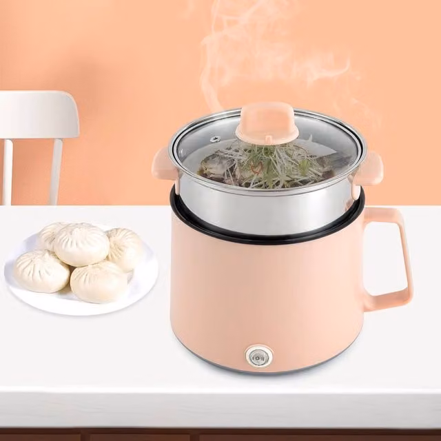 NESTLUNE Pink Portable Mini Electric Steamer and Noodle Cooker, 1.7 l – 1