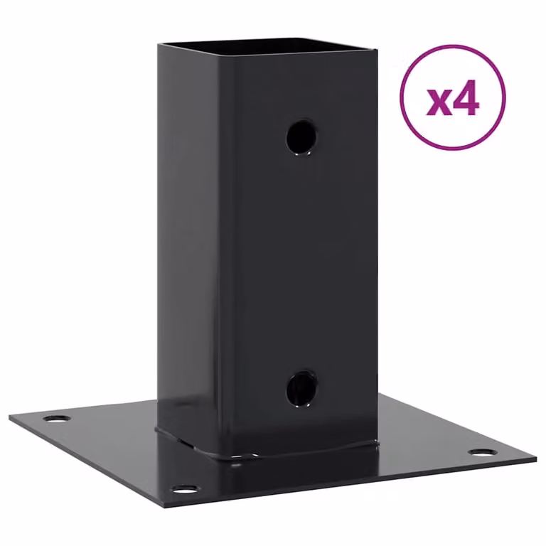 Berkfield Home Square Post Support Bases, 4 Pack, Anthracite, Powder-coated Galvanised Steel, 71 x 71 mm