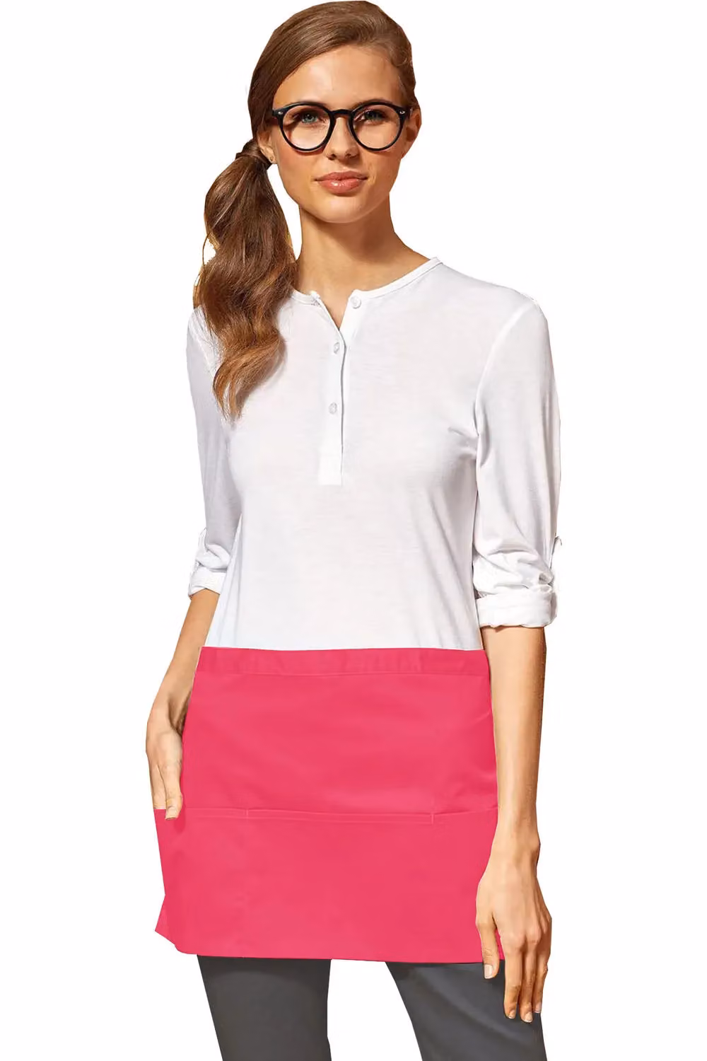 Premier Women's 3 Pocket Poly-Cotton Workwear Apron in Pink – 2