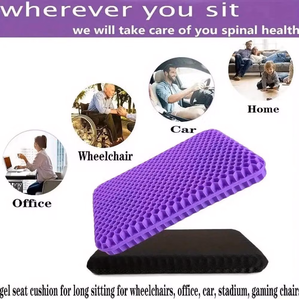 SPETLEK Honeycomb Breathable Gel Seat Cushion, Purple, W: 100 cm x D: 190 cm – 2
