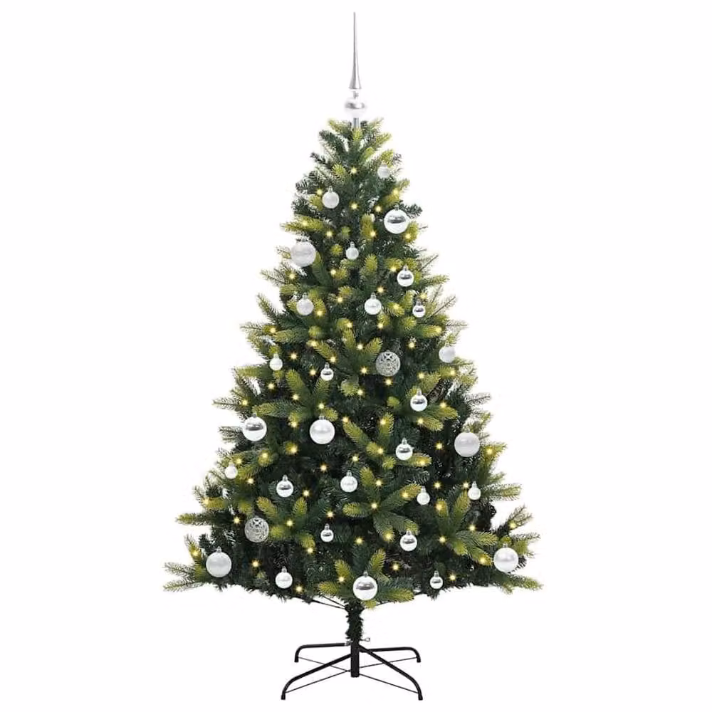 Berkfield Home Artificial Hinged Green Christmas Tree with 150 LEDs, Height: 150 cm – 3