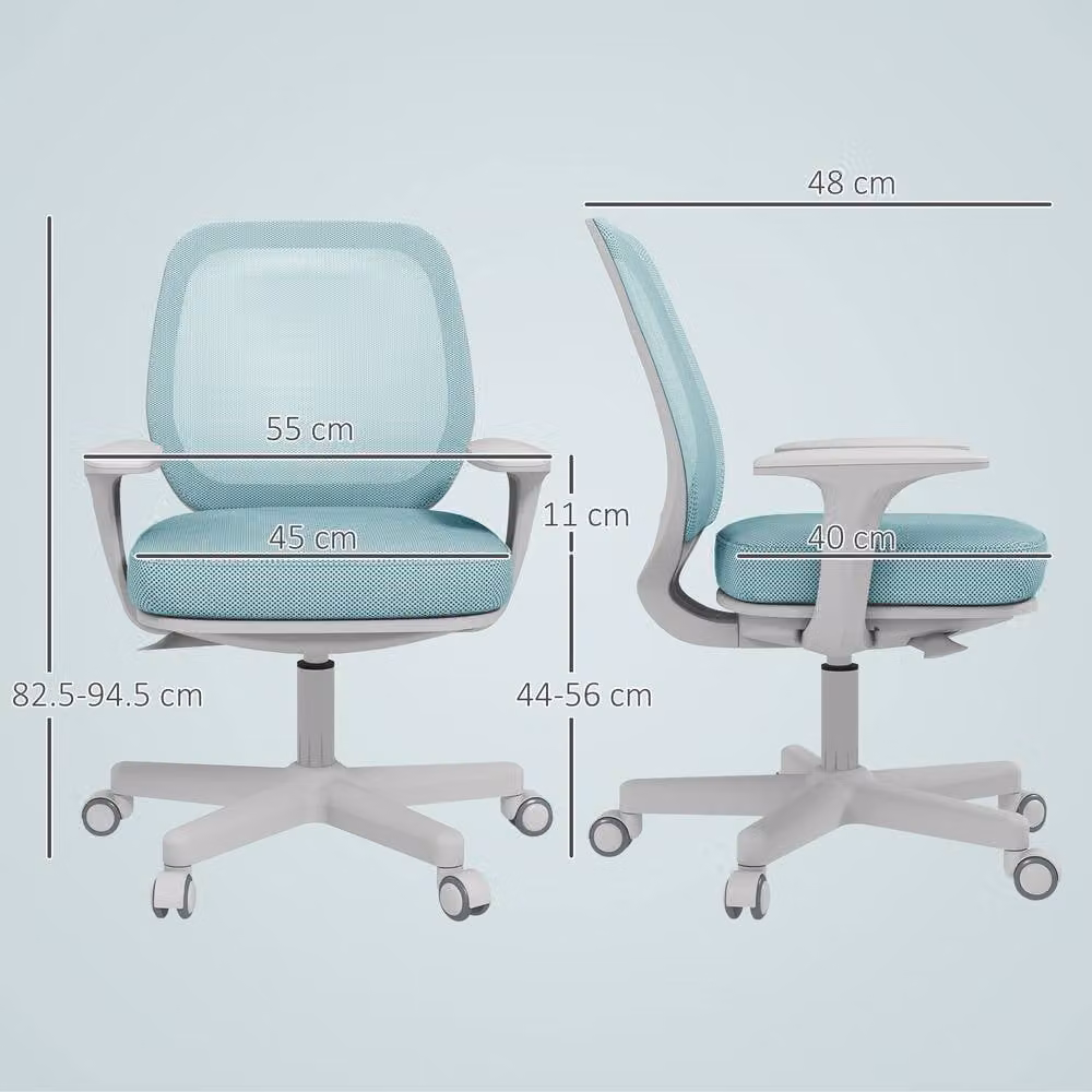 STILVORA Modern Swivel Task Chair with Armrests and Castors in Turquoise Blue Fabric – 2