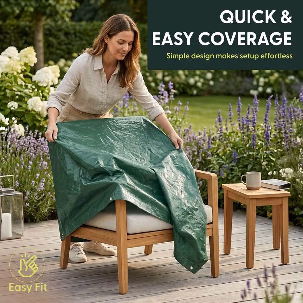 Keplin Waterproof Green Dining Chair Cover, H: 61 cm, W: 107 cm, D: 68 cm – 5