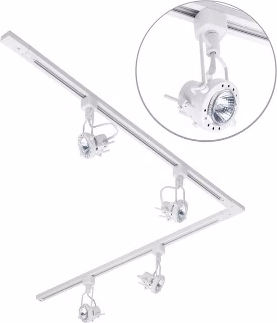 Litecraft Modern L-Shape Track Light Kit with Greenwich LED Spotlight Heads in White