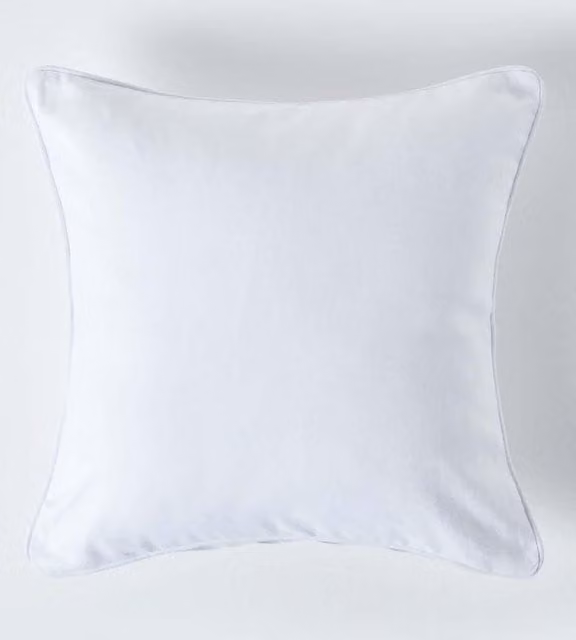 Homescapes Plain Rectangular Cotton and Linen Cushion Cover in White, W: 50 cm, H: 30 cm
