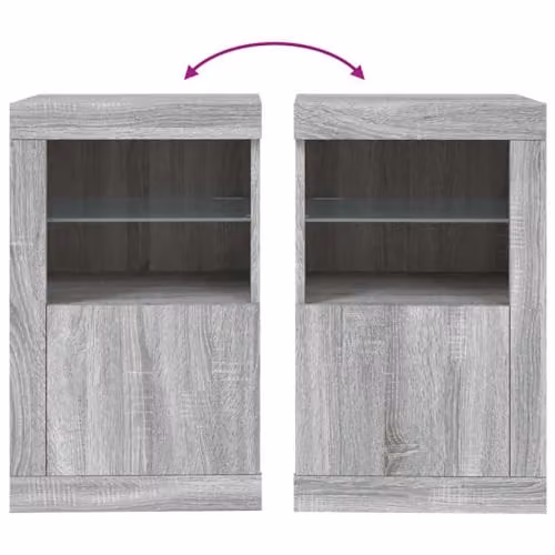 vidaXL Modern Side Cabinet with Integrated LED Lights in Grey Sonoma Engineered Wood – 5