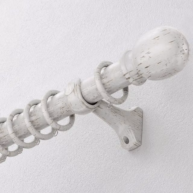 Terrys 28mm Wooden Curtain Pole with Ball Finial in White