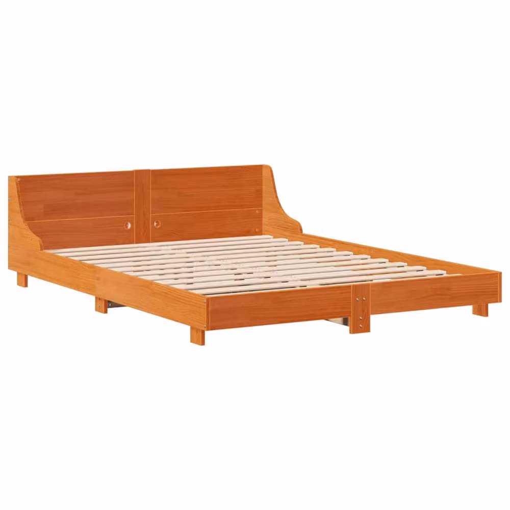 Berkfield Home Solid Wood Pine Bed Frame in Wax Brown, W/D/H: 160 x 200 cm – 2