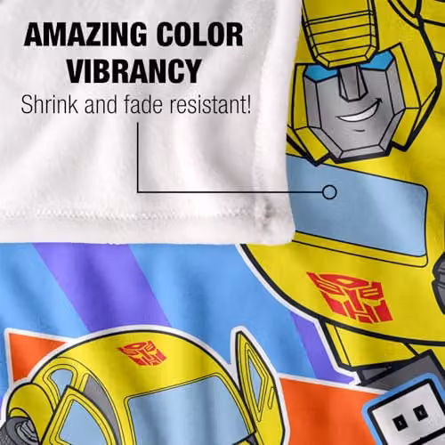 Hasbro Transformers Bumblebee Silky Touch Fleece Blanket, White, W/D/H: 152 x 127 cm – 3