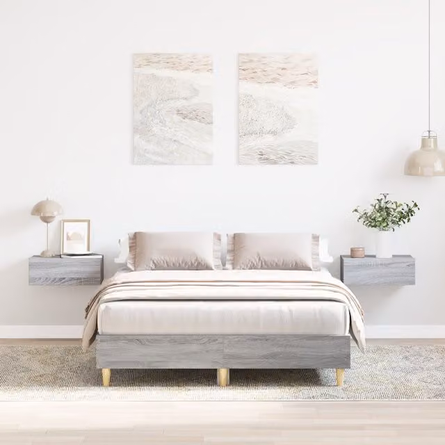 Berkfield Home Minimalist Bed Frame in Grey Engineered Wood, W/D/H: 120 x 190 cm