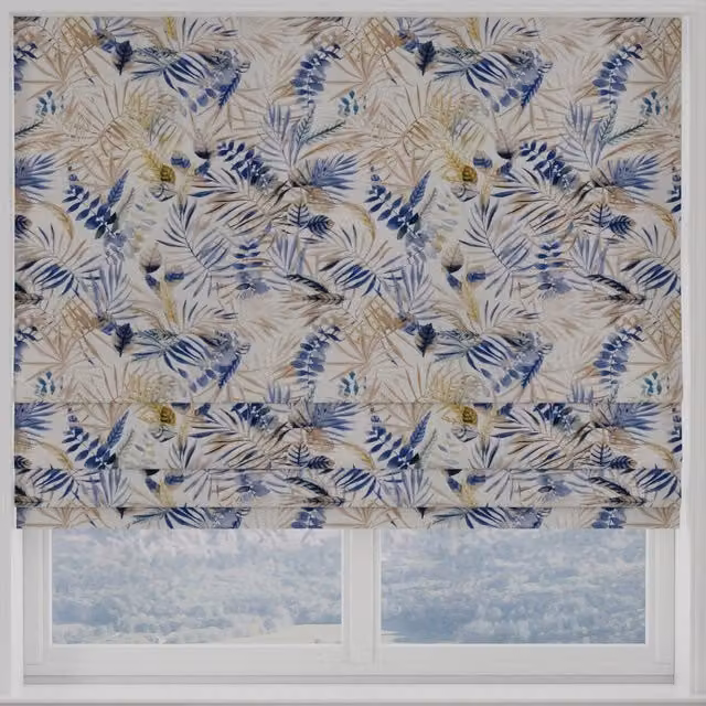 Terrys Blue Floral Blackout Made to Measure Roman Blind