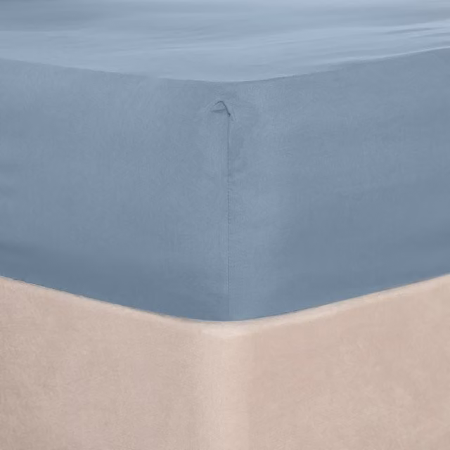 Brentfords Plain Blue Microfibre Fitted Bed Sheet, Superking, 200 x 200 cm