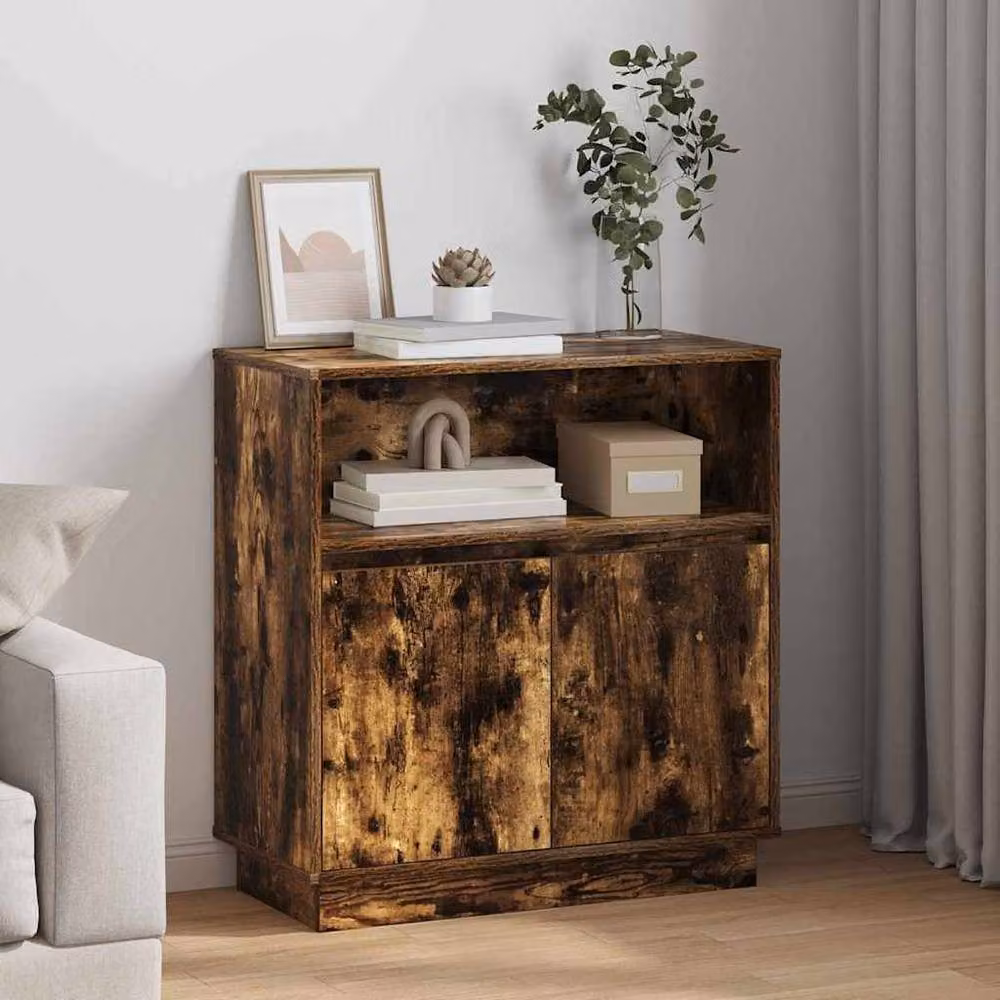 Berkfield Home Modern Smoked Oak Sideboard with Integrated LED Lighting, Brown, W/D/H: 75 x 34.5 x 71 cm – 2